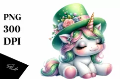 Baby Unicorn with Green Hat | Sublimation | Clipart Product Image 1