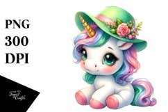 Baby Unicorn with Green Hat | Sublimation | Clipart Product Image 3
