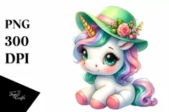 Baby Unicorn with Green Hat | Sublimation | Clipart Product Image 3