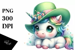 Baby Unicorn Green Hat | Clipart Product Image 1