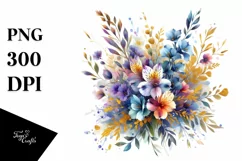 Vibrant Abstract Bouquet | Golden Foil | Clipart Product Image 1