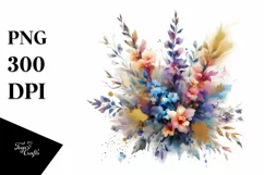 Vibrant Abstract Bouquet | Golden Foil | Clipart Product Image 1
