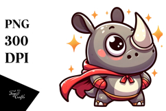 Silly Rhino with Superhero Cape, Transparent PNG Product Image 1