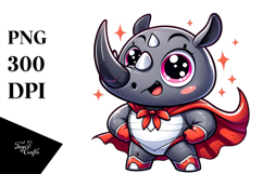 Silly Rhino with Superhero Cape, Transparent PNG Product Image 1