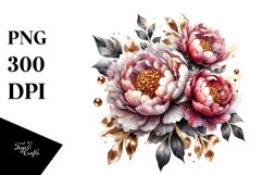 Shiny Peonies Watercolor Splash Clipart Product Image 3