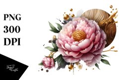 Shiny Peonies Made of Shiny Like Material with Small Golden Product Image 1