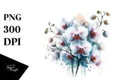 Orchid with Watercolor Splash PNG Product Image 1