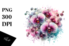 Orchid with Watercolor Splash PNG Product Image 1