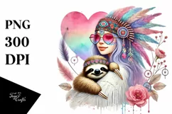 Cute Baby Sloth, Heart PNG Product Image 1