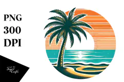 Retro Tropical Tree Beach, 20 oz Tumbler PNG Product Image 1