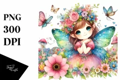 Colorful Watercolor Fairy Clipart Product Image 1