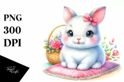 Colorful Baby Bunny Sitting on Blanket | Clipart Product Image 3