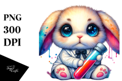 Cute Baby Rabbit with Test Tube PNG Product Image 1