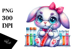 Cute Baby Rabbit with Test Tube PNG Product Image 1