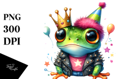 Cute Baby Frog with Party Hat PNG Product Image 1