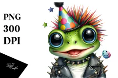 Cute Baby Frog with Party Hat PNG Product Image 1