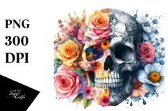 Grungy Skull with Butterfly PNG Product Image 1
