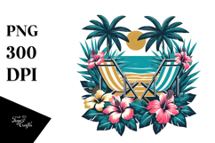 Retro Tropical Flower Beach Chairs PNG Product Image 1