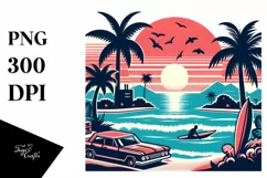 Retro Tropical Beach Surf Clipart for Tshirt Vector Style Product Image 1