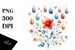 Colorful Hanging Easter Eggs PNG Product Image 1