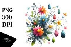 Colorful Hanging Easter Eggs PNG Product Image 1