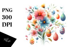 Colorful Hanging Easter Eggs PNG Product Image 1