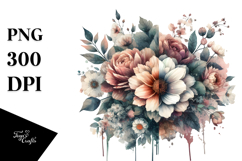 Colorful Grungy Flower with Splashes PNG Product Image 1