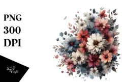 Colorful Grungy Flower with Splashes PNG Product Image 1