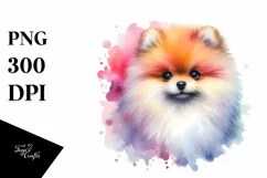 Watercolor Cute Vibrant Pomeranian Clipart Product Image 1