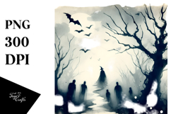 Simple Halloween Scene with Eerie Echoes PNG Product Image 1