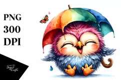 Whimsical Owl Watercolor Art Clipart Product Image 1