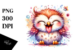 Whimsical Owl Watercolor Art Clipart Product Image 1
