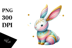Vibrant Bunny Made of Wood PNG Product Image 1