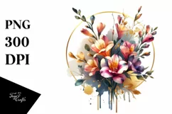 Watercolor Abstract Bouquet Gold Foil Clipart Product Image 1