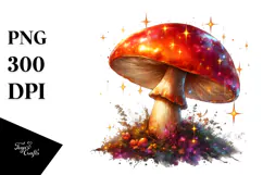 Glossy Mushroom Watercolor Splash PNG Product Image 1