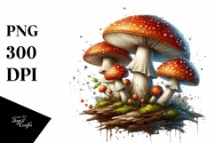 Glossy Mushroom Watercolor Splash PNG Product Image 1