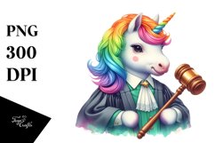 Colorful Baby Unicorn in Judge&#039;s Robe PNG Product Image 3