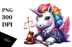 Colorful Baby Unicorn in Judge&#039;s Robe PNG Product Image 1