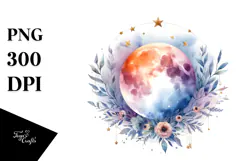 Vibrant Abstract Moon with Foliage Stars Hummingbird | Product Image 1