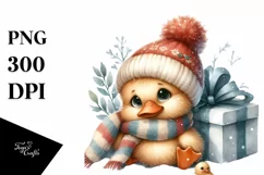 Cute Baby Duck Christmas PNG Product Image 1
