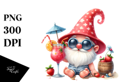Whimsical Gnome Drinking a Cocktail, PNG Product Image 1