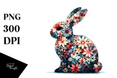 Abstract Bunny of Flower Silhouettes,Transparent PNG Product Image 1