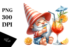 Whimsical Gnome Drinking a Cocktail PNG Product Image 1