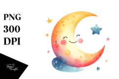 Whimsical Very Simple Colorful Moon PNG Product Image 1