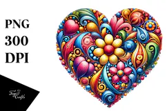 Colorful Heart in Rolf Armstrong Style PNG Product Image 1