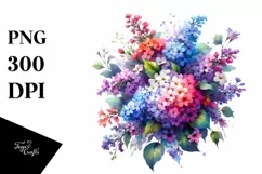 Watercolor Lilac Bouquet | Clipart Product Image 1