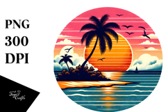 Retro Tropical Island Sunset, 20 oz Tumbler PNG Product Image 1