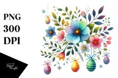 Washed Moon with Easter Eggs PNG Product Image 1