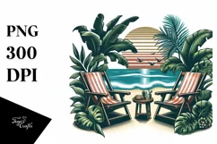 Vintage Tropical Beach Chairs Clipart for Tshirt Vector Product Image 3