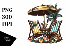 Vintage Tropical Beach Chairs Clipart for Tshirt Vector Product Image 1
